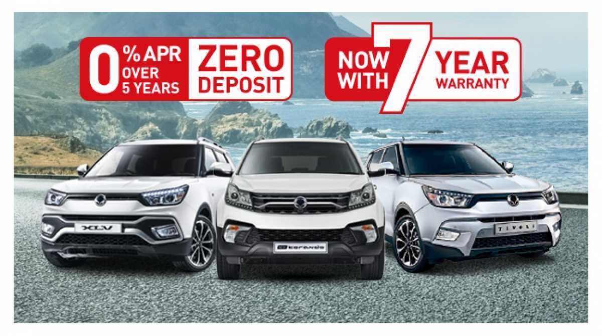 New SsangYong 0% APR and Zero Deposit Finance for 2018