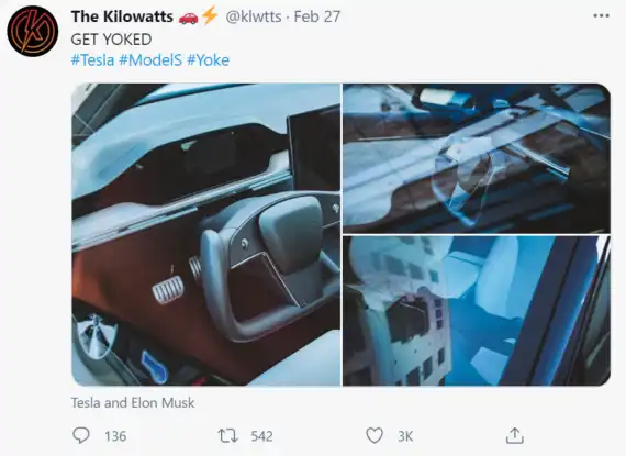 No Yoke! Tesla's new steering wheel spotted...  Image