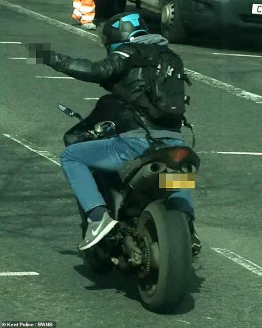 Biker who literally stuck his finger up to the system finally caught by police
