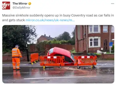 Car swallowed by sinkhole in Coventry