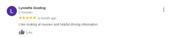 "I like looking at reviews and helpful driving information"