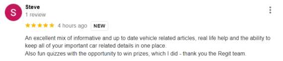 "Also fun quizzes with the opportunity to win prizes, which I did - thank you the Regit team.”