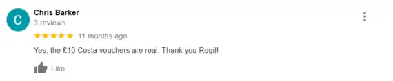 “Yes, the £10 Costa vouchers are real. Thank you Regit!”