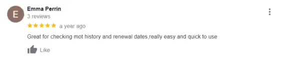 "Great for checking mot history and renewal dates, really easy and quick to use"