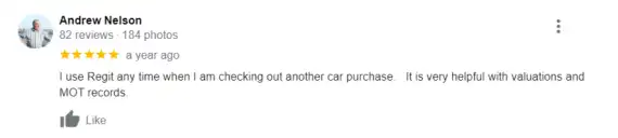 "I use Regit any time when I am checking another car purchase. It is very helpful with valuations and MOT records."