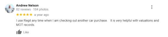 "I use Regit any time when I am checking another car purchase. It is very helpful with valuations and MOT records."