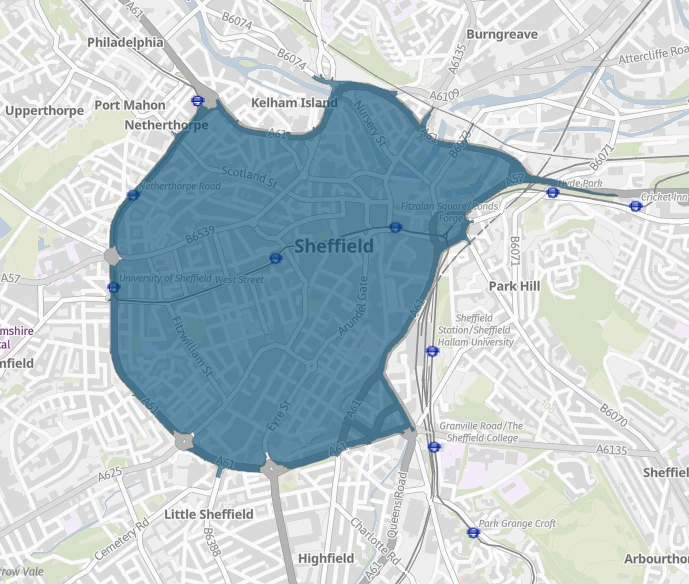 Sheffield clean air zone map