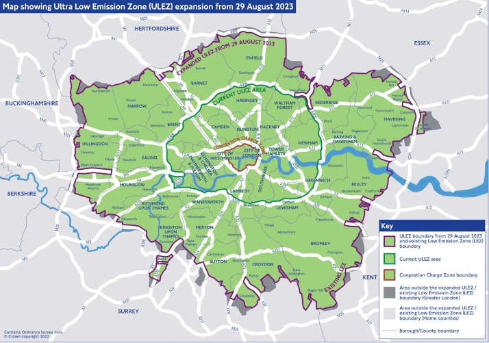 London ULEZ Expansion 2023 map