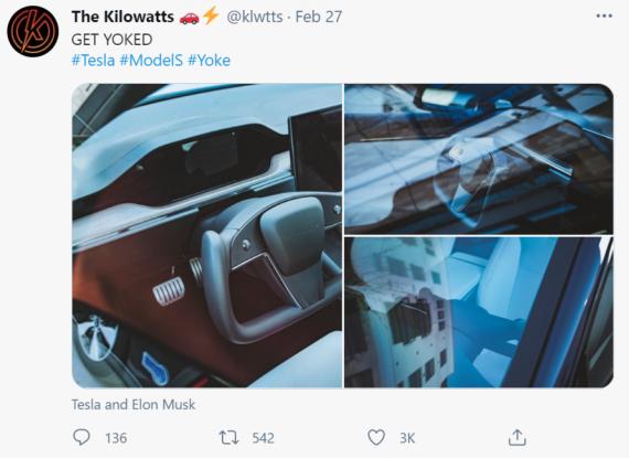 No Yoke! Tesla's new steering wheel spotted...  Image